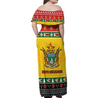 Zimbabwe Christmas Family Matching Off Shoulder Maxi Dress and Hawaiian Shirt Coat Of Arms Muve neKisimusi - Wonder Print Shop