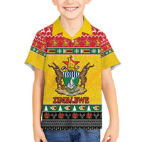 Zimbabwe Christmas Family Matching Off Shoulder Maxi Dress and Hawaiian Shirt Coat Of Arms Muve neKisimusi - Wonder Print Shop