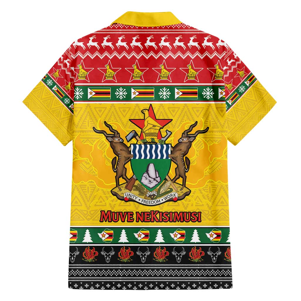 Zimbabwe Christmas Family Matching Off Shoulder Short Dress and Hawaiian Shirt Coat Of Arms Muve neKisimusi - Wonder Print Shop