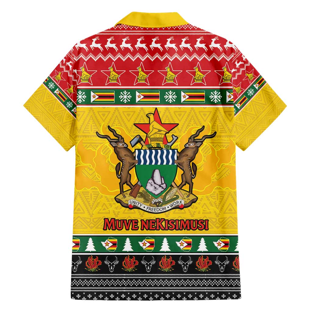 Zimbabwe Christmas Family Matching Short Sleeve Bodycon Dress and Hawaiian Shirt Coat Of Arms Muve neKisimusi - Wonder Print Shop