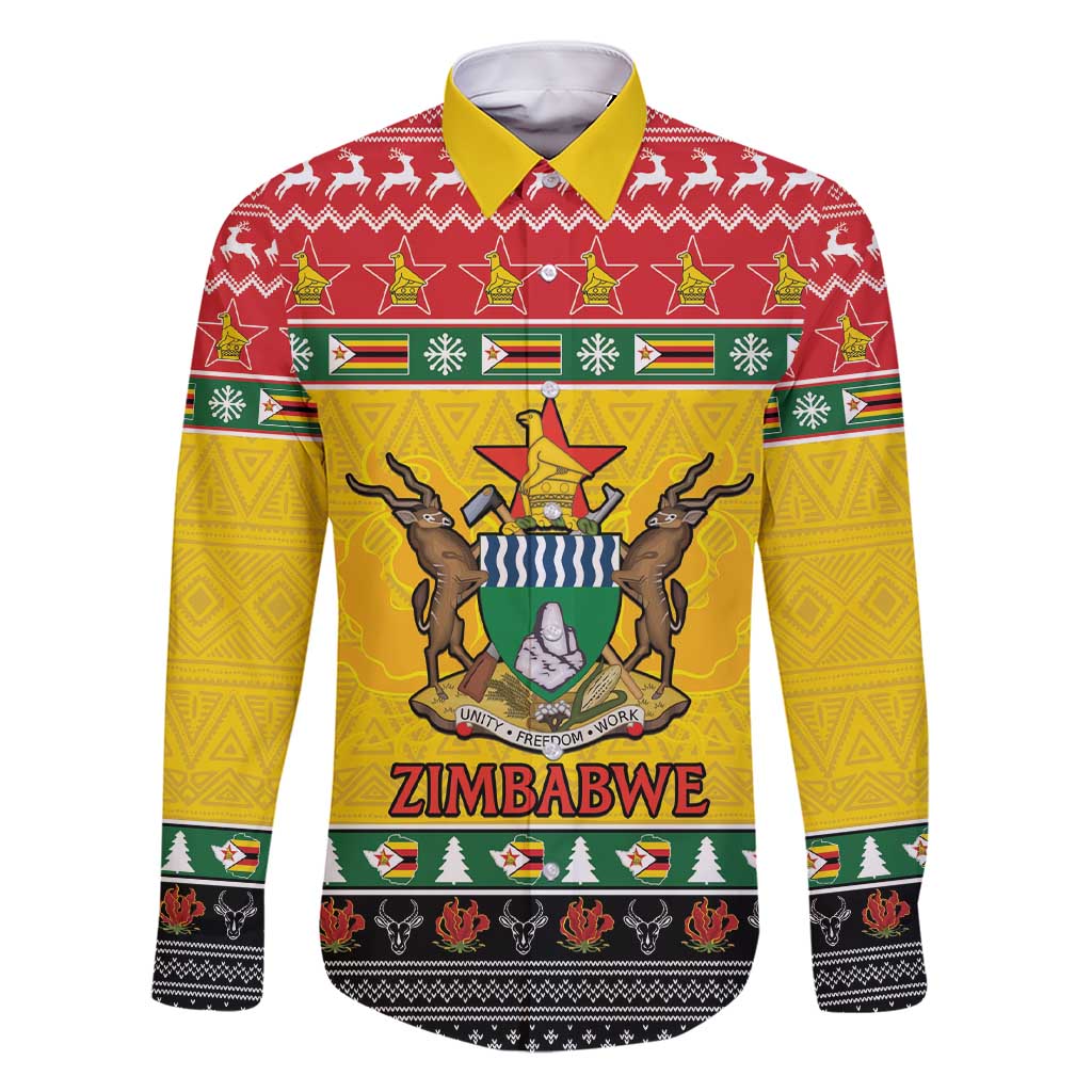 Zimbabwe Christmas Family Matching Short Sleeve Bodycon Dress and Hawaiian Shirt Coat Of Arms Muve neKisimusi - Wonder Print Shop