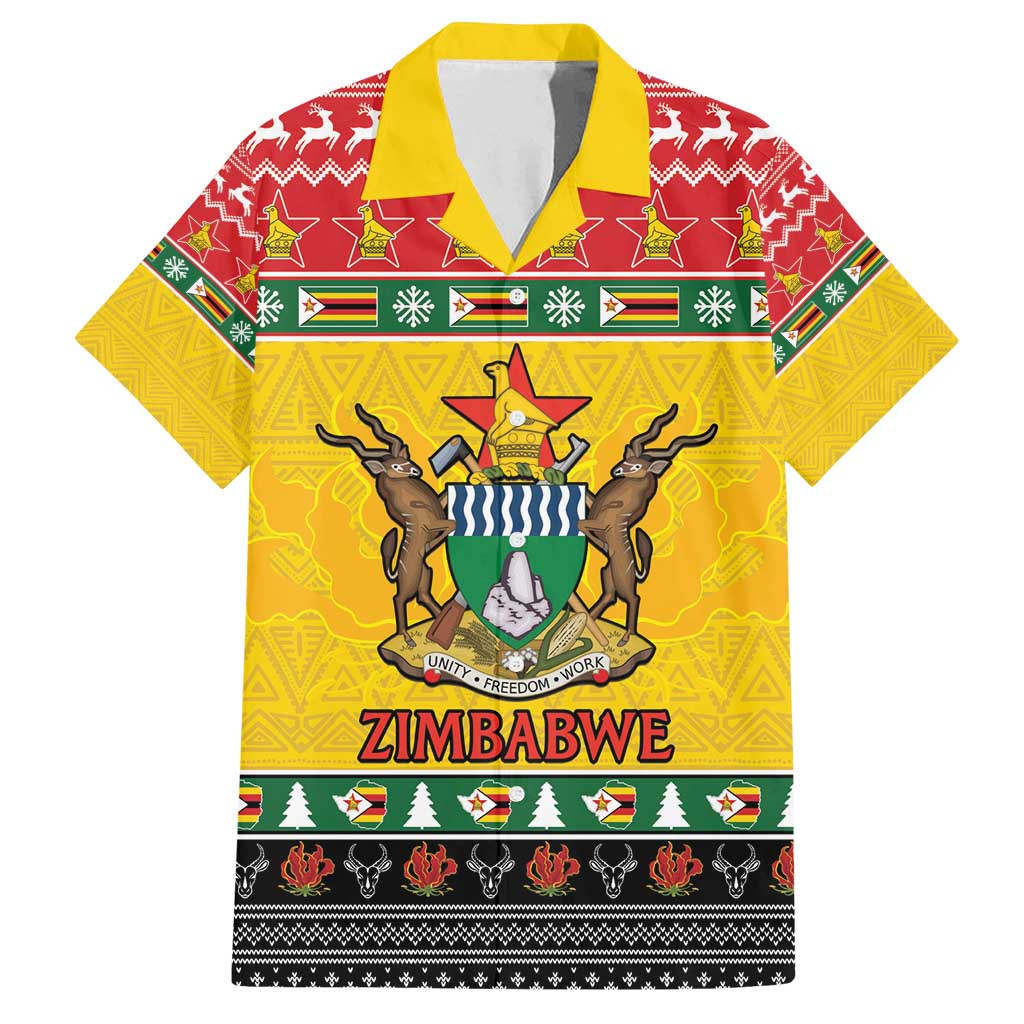 Zimbabwe Christmas Family Matching Summer Maxi Dress and Hawaiian Shirt Coat Of Arms Muve neKisimusi - Wonder Print Shop