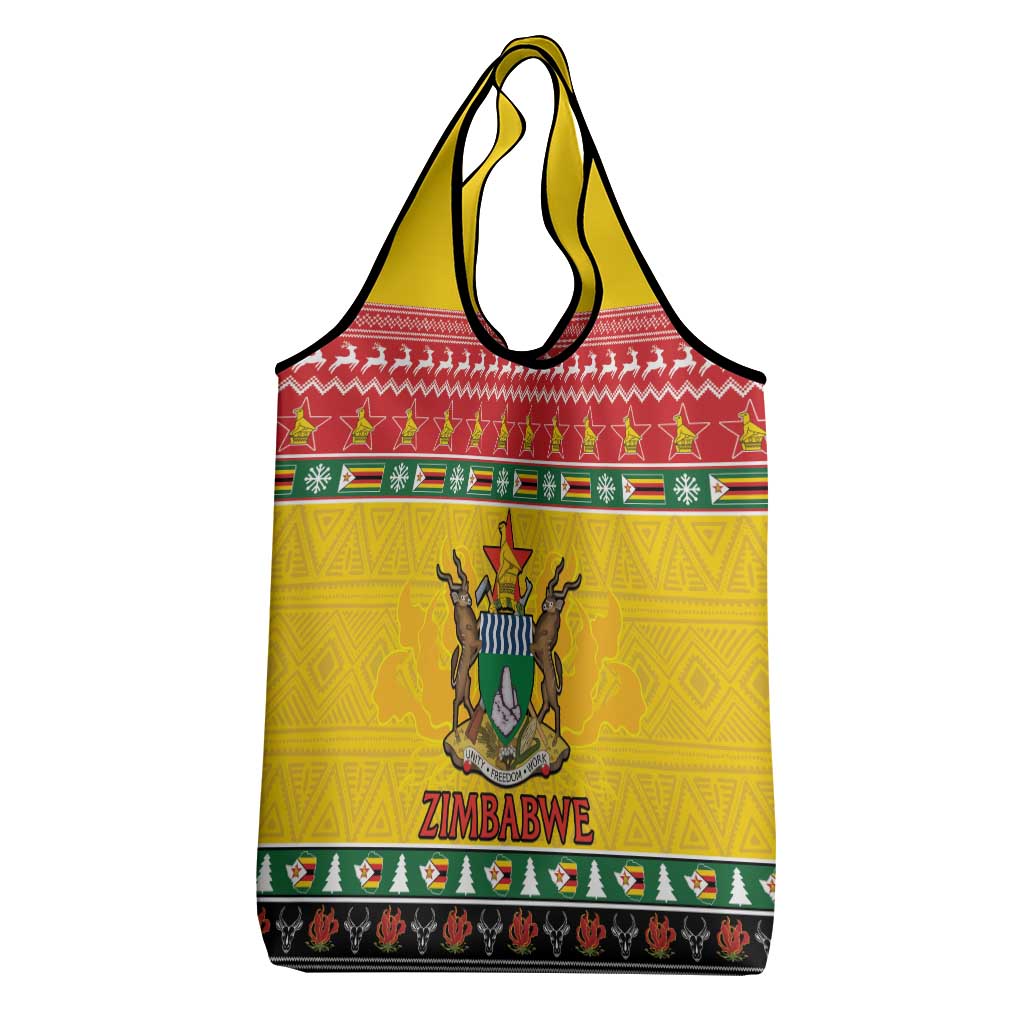 Zimbabwe Christmas Grocery Bag Coat Of Arms Muve neKisimusi