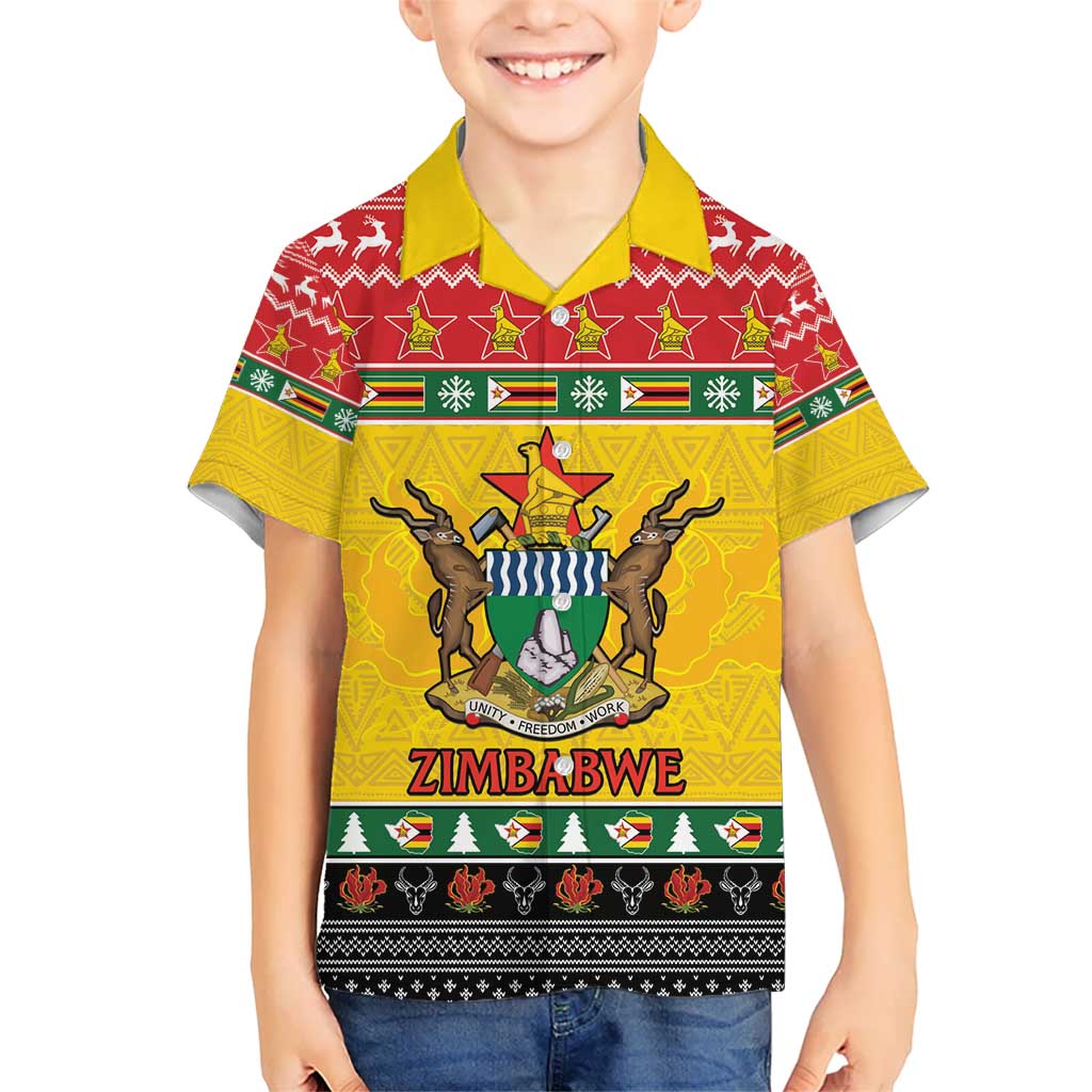 Zimbabwe Christmas Hawaiian Shirt Coat Of Arms Muve neKisimusi - Wonder Print Shop