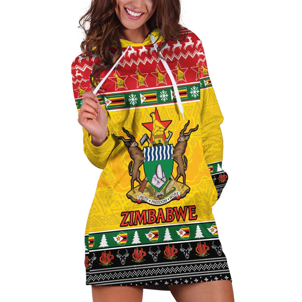 Zimbabwe Christmas Hoodie Dress Coat Of Arms Muve neKisimusi - Wonder Print Shop