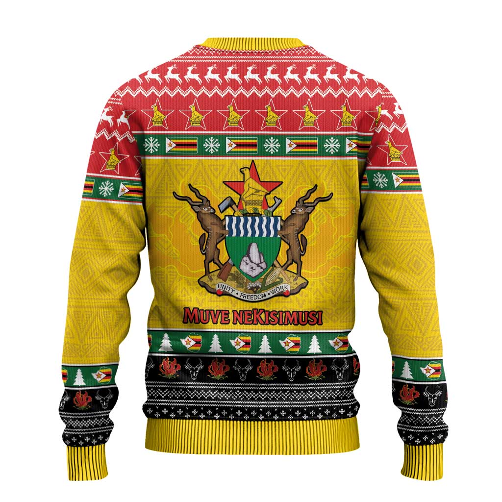 Zimbabwe Christmas Ugly Christmas Sweater Coat Of Arms Muve neKisimusi - Wonder Print Shop