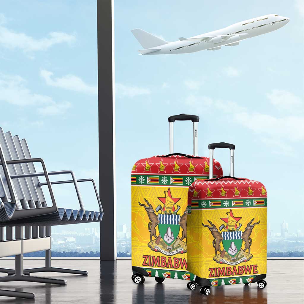 Zimbabwe Christmas Luggage Cover Coat Of Arms Muve neKisimusi - Wonder Print Shop