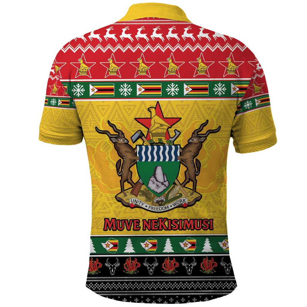 Zimbabwe Christmas Polo Shirt Coat Of Arms Muve neKisimusi - Wonder Print Shop