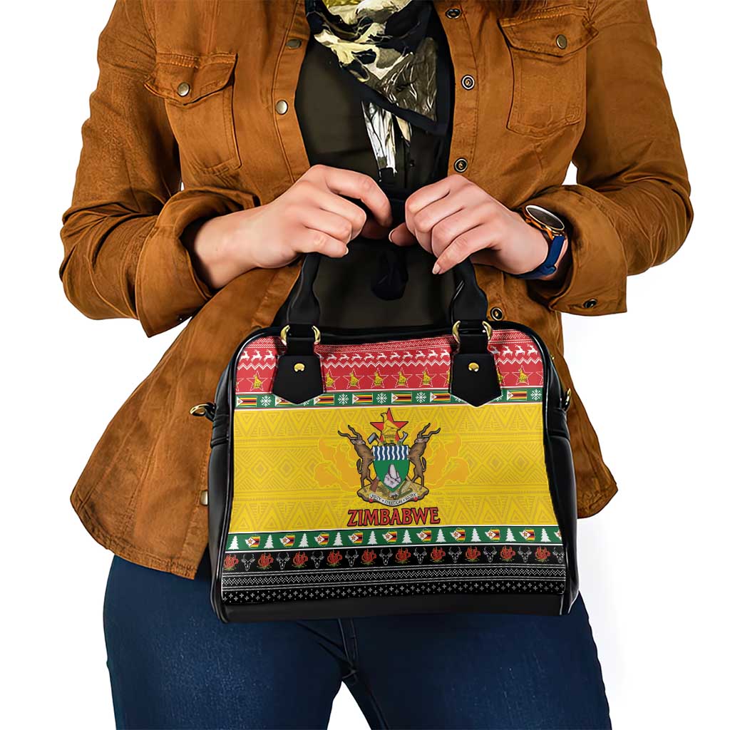 Zimbabwe Christmas Shoulder Handbag Coat Of Arms Muve neKisimusi