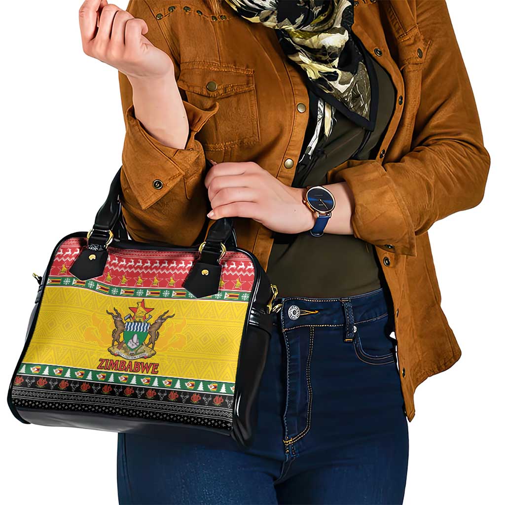 Zimbabwe Christmas Shoulder Handbag Coat Of Arms Muve neKisimusi