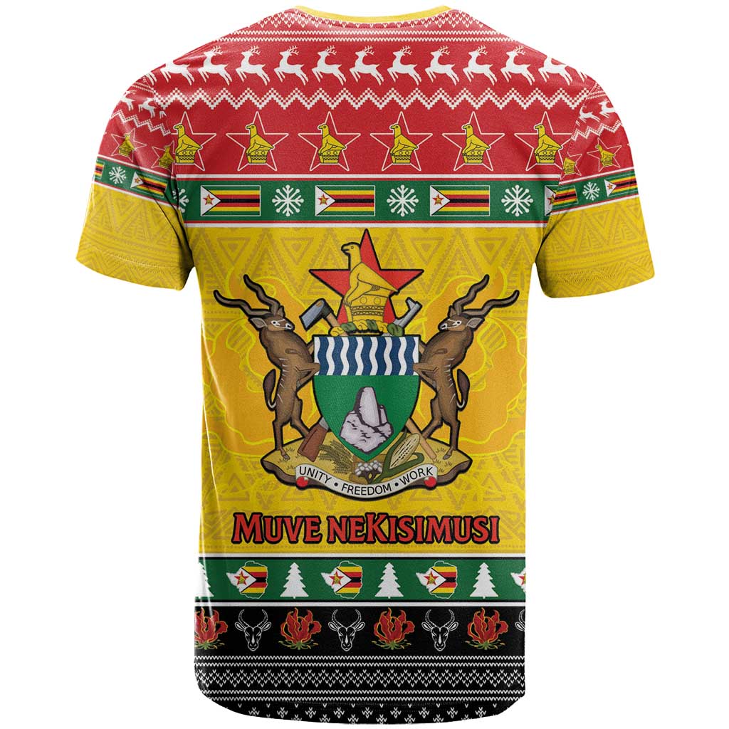 Zimbabwe Christmas T Shirt Coat Of Arms Muve neKisimusi - Wonder Print Shop