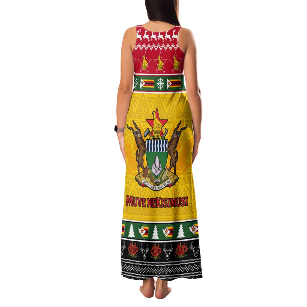 Zimbabwe Christmas Tank Maxi Dress Coat Of Arms Muve neKisimusi - Wonder Print Shop