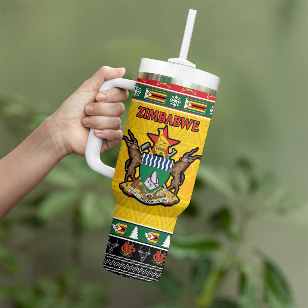 Zimbabwe Christmas Tumbler With Handle Coat Of Arms Muve neKisimusi - Wonder Print Shop