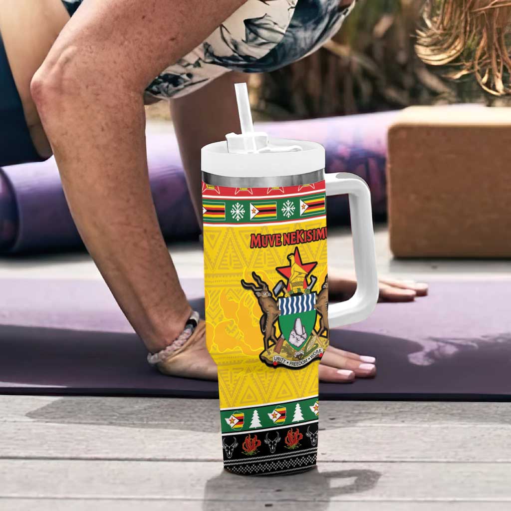 Zimbabwe Christmas Tumbler With Handle Coat Of Arms Muve neKisimusi - Wonder Print Shop
