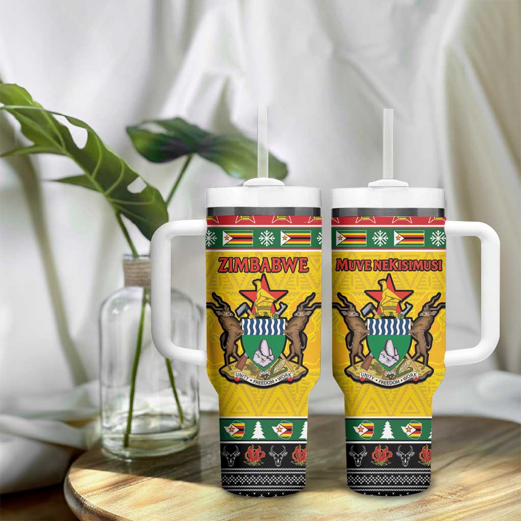 Zimbabwe Christmas Tumbler With Handle Coat Of Arms Muve neKisimusi - Wonder Print Shop