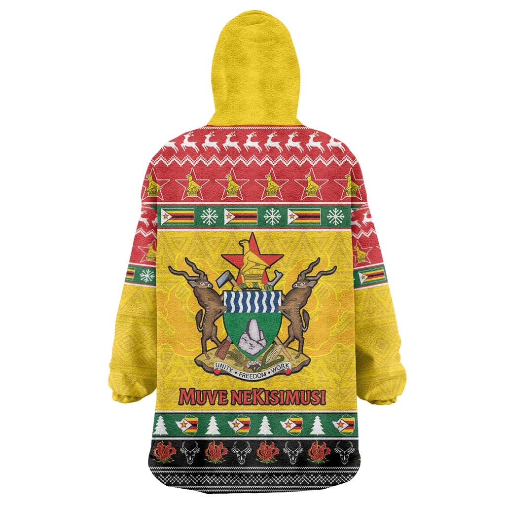 Zimbabwe Christmas Wearable Blanket Hoodie Coat Of Arms Muve neKisimusi - Wonder Print Shop