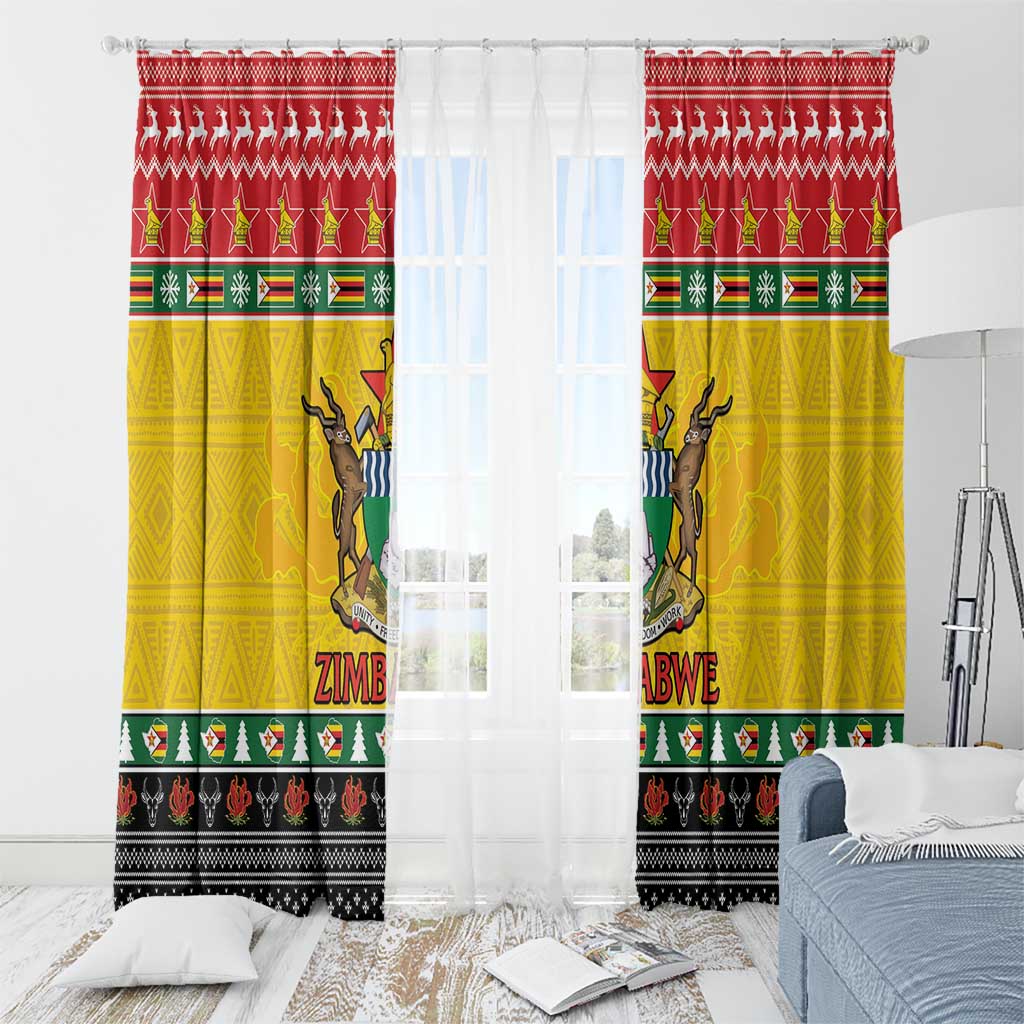 Zimbabwe Christmas Window Curtain Coat Of Arms Muve neKisimusi - Wonder Print Shop