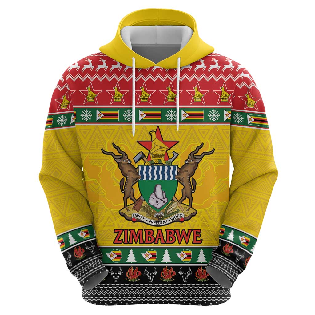 Zimbabwe Christmas Zip Hoodie Coat Of Arms Muve neKisimusi - Wonder Print Shop