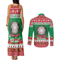 Italy Christmas Couples Matching Tank Maxi Dress and Long Sleeve Button Shirt Coat Of Arms Buon Natale - Wonder Print Shop