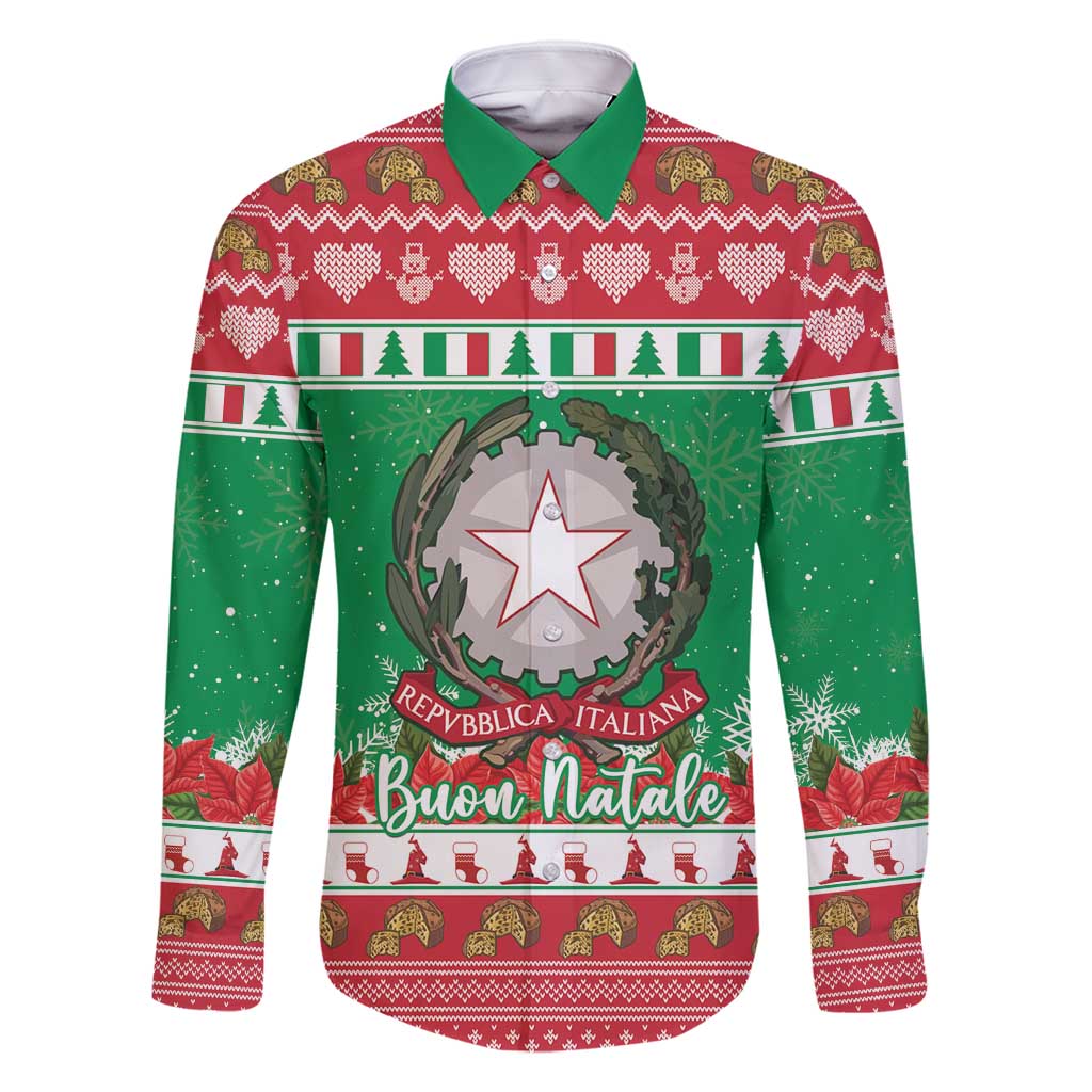 Italy Christmas Family Matching Mermaid Dress and Hawaiian Shirt Coat Of Arms Buon Natale - Wonder Print Shop