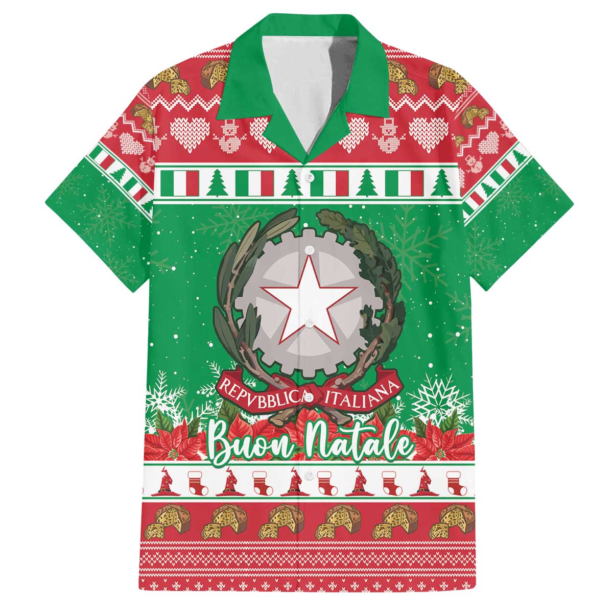 Italy Christmas Family Matching Off The Shoulder Long Sleeve Dress and Hawaiian Shirt Coat Of Arms Buon Natale - Wonder Print Shop