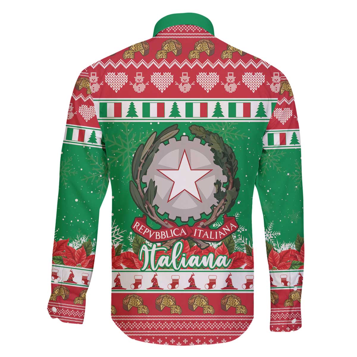 Italy Christmas Family Matching Off The Shoulder Long Sleeve Dress and Hawaiian Shirt Coat Of Arms Buon Natale - Wonder Print Shop