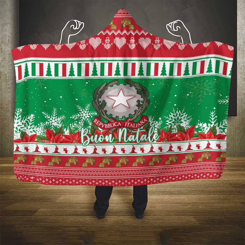 Italy Christmas Hooded Blanket Coat Of Arms Buon Natale
