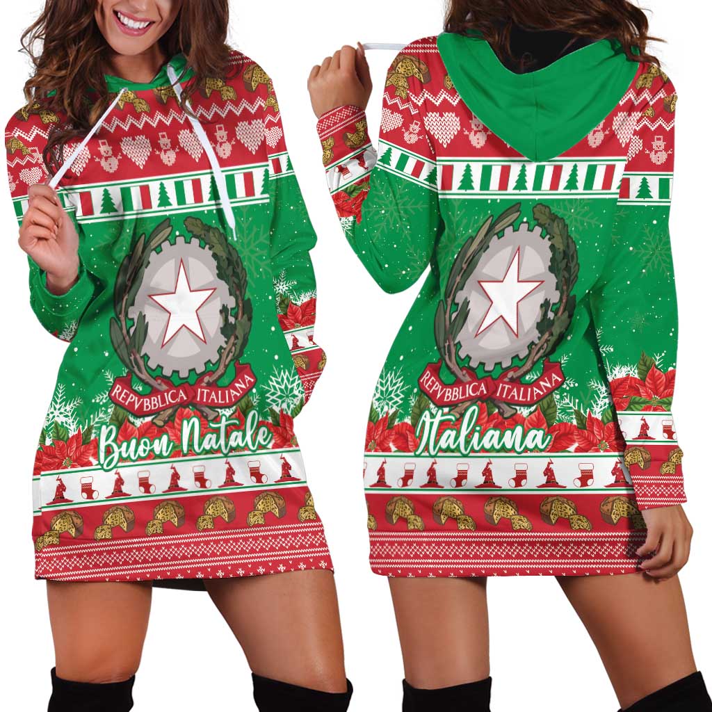 Italy Christmas Hoodie Dress Coat Of Arms Buon Natale - Wonder Print Shop