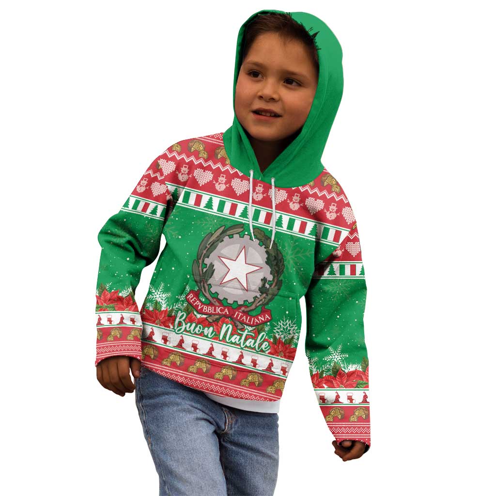 Italy Christmas Kid Hoodie Coat Of Arms Buon Natale - Wonder Print Shop