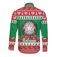 Italy Christmas Long Sleeve Button Shirt Coat Of Arms Buon Natale - Wonder Print Shop