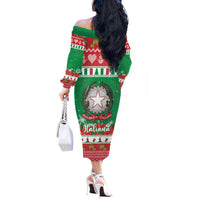 Italy Christmas Off The Shoulder Long Sleeve Dress Coat Of Arms Buon Natale - Wonder Print Shop