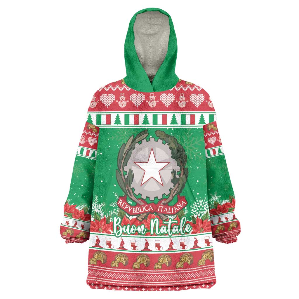 Italy Christmas Wearable Blanket Hoodie Coat Of Arms Buon Natale - Wonder Print Shop