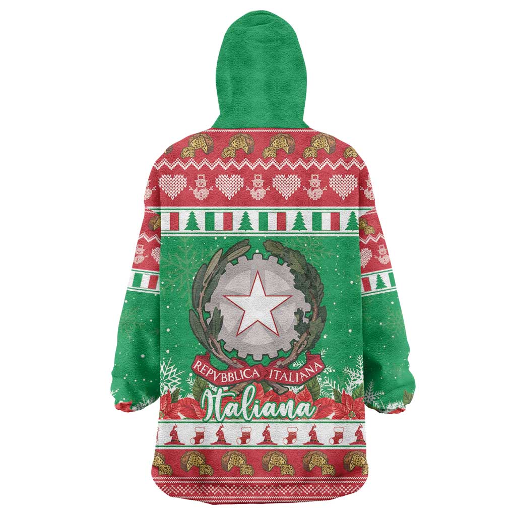 Italy Christmas Wearable Blanket Hoodie Coat Of Arms Buon Natale - Wonder Print Shop