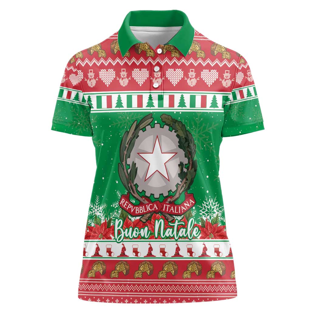 Italy Christmas Women Polo Shirt Coat Of Arms Buon Natale - Wonder Print Shop