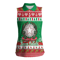 Italy Christmas Women Sleeveless Polo Shirt Coat Of Arms Buon Natale - Wonder Print Shop