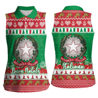 Italy Christmas Women Sleeveless Polo Shirt Coat Of Arms Buon Natale - Wonder Print Shop