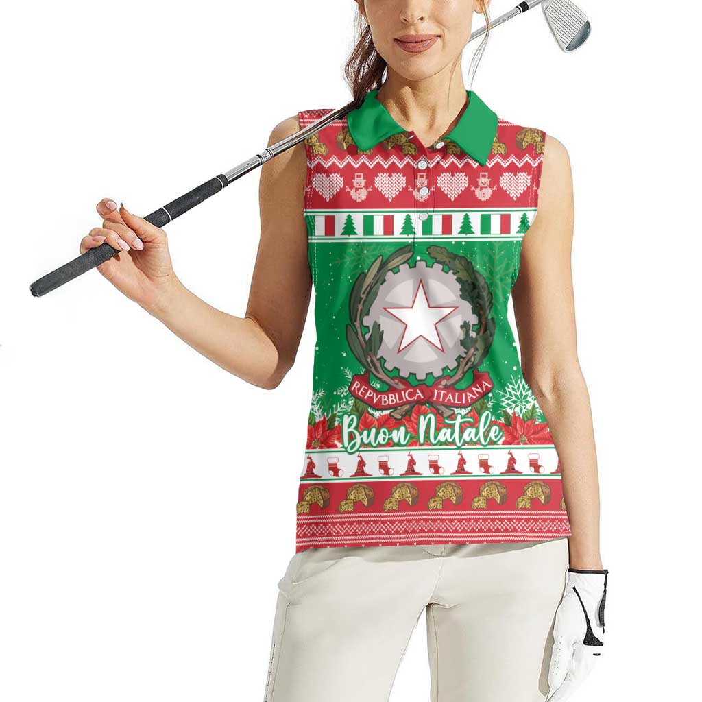 Italy Christmas Women Sleeveless Polo Shirt Coat Of Arms Buon Natale - Wonder Print Shop