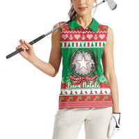 Italy Christmas Women Sleeveless Polo Shirt Coat Of Arms Buon Natale - Wonder Print Shop
