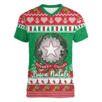 Italy Christmas Women V-Neck T-Shirt Coat Of Arms Buon Natale - Wonder Print Shop