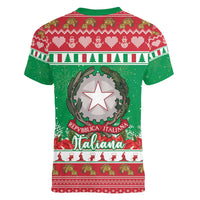 Italy Christmas Women V-Neck T-Shirt Coat Of Arms Buon Natale - Wonder Print Shop