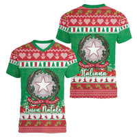 Italy Christmas Women V-Neck T-Shirt Coat Of Arms Buon Natale - Wonder Print Shop