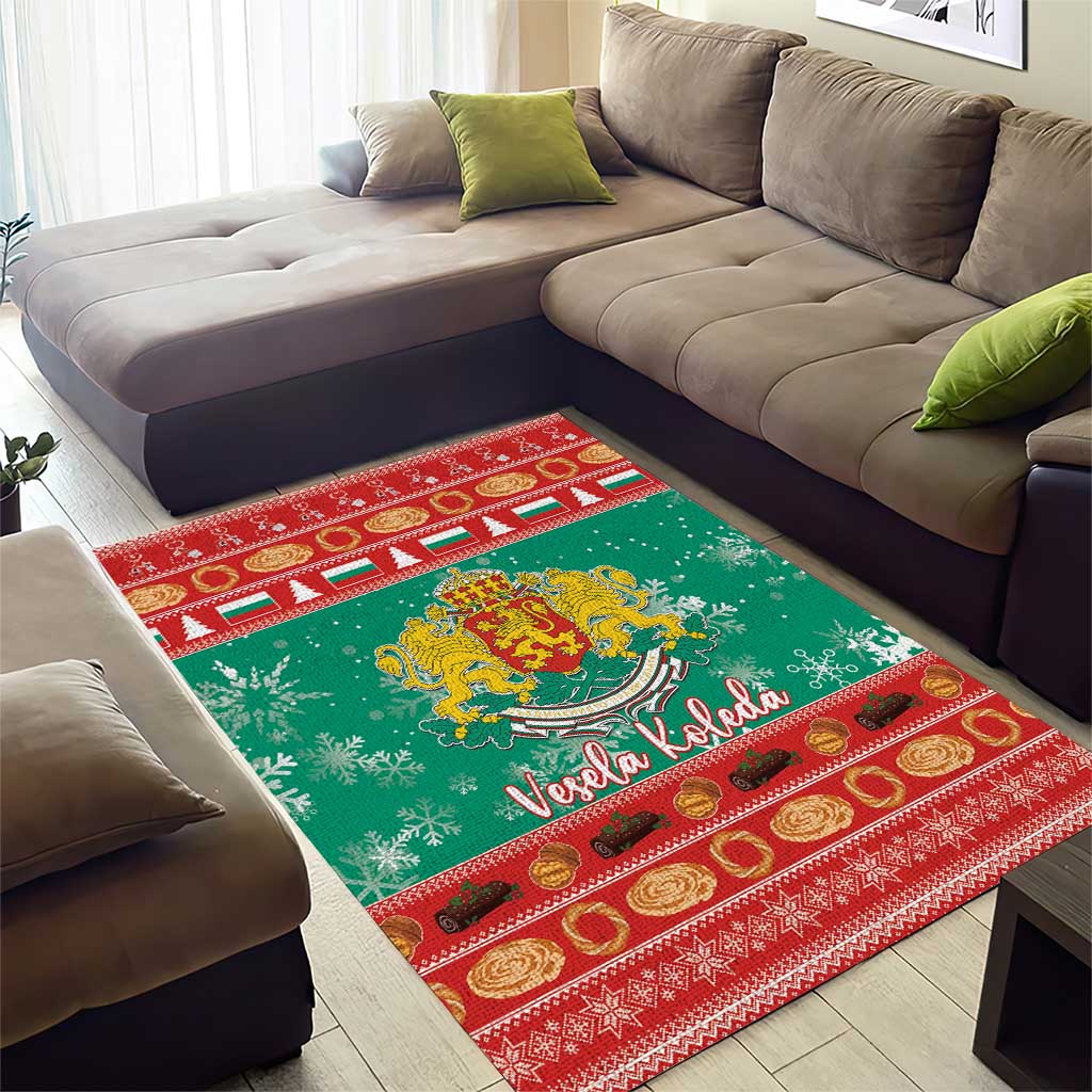 Bulgaria Christmas Area Rug Coat Of Arms Vesela Koleda - Wonder Print Shop