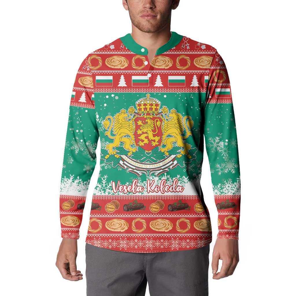 Bulgaria Christmas Button Sweatshirt Coat Of Arms Vesela Koleda - Wonder Print Shop