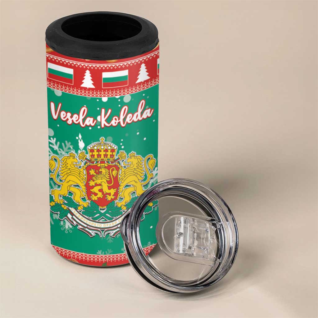 Bulgaria Christmas 4 in 1 Can Cooler Tumbler Coat Of Arms Vesela Koleda - Wonder Print Shop