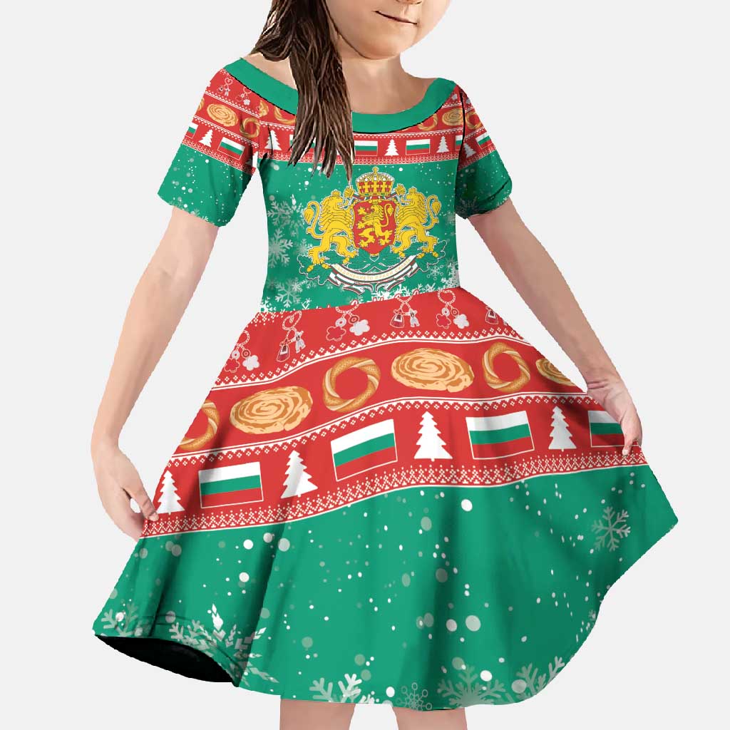 Bulgaria Christmas Family Matching Off Shoulder Maxi Dress and Hawaiian Shirt Coat Of Arms Vesela Koleda - Wonder Print Shop