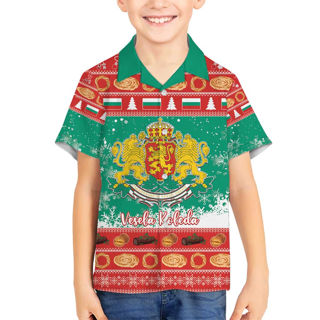 Bulgaria Christmas Family Matching Off Shoulder Maxi Dress and Hawaiian Shirt Coat Of Arms Vesela Koleda - Wonder Print Shop
