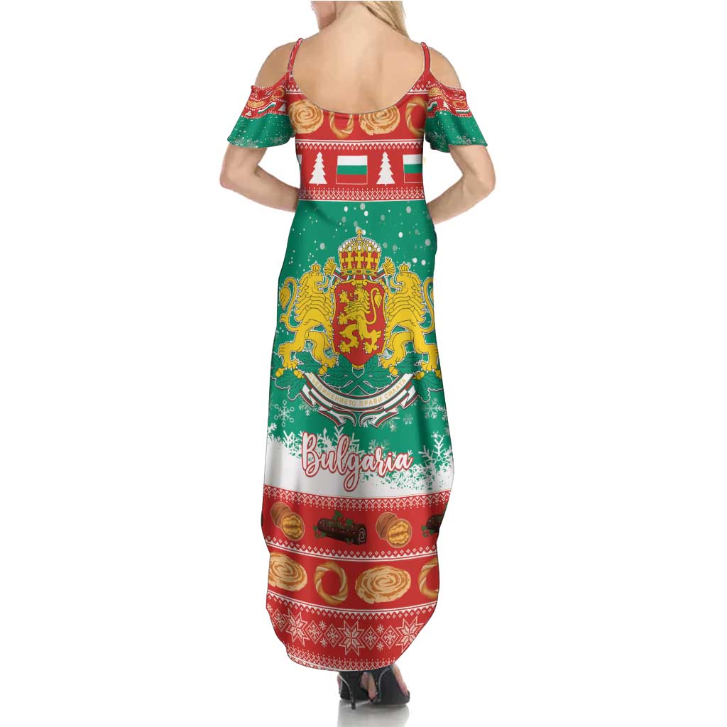 Bulgaria Christmas Family Matching Summer Maxi Dress and Hawaiian Shirt Coat Of Arms Vesela Koleda - Wonder Print Shop