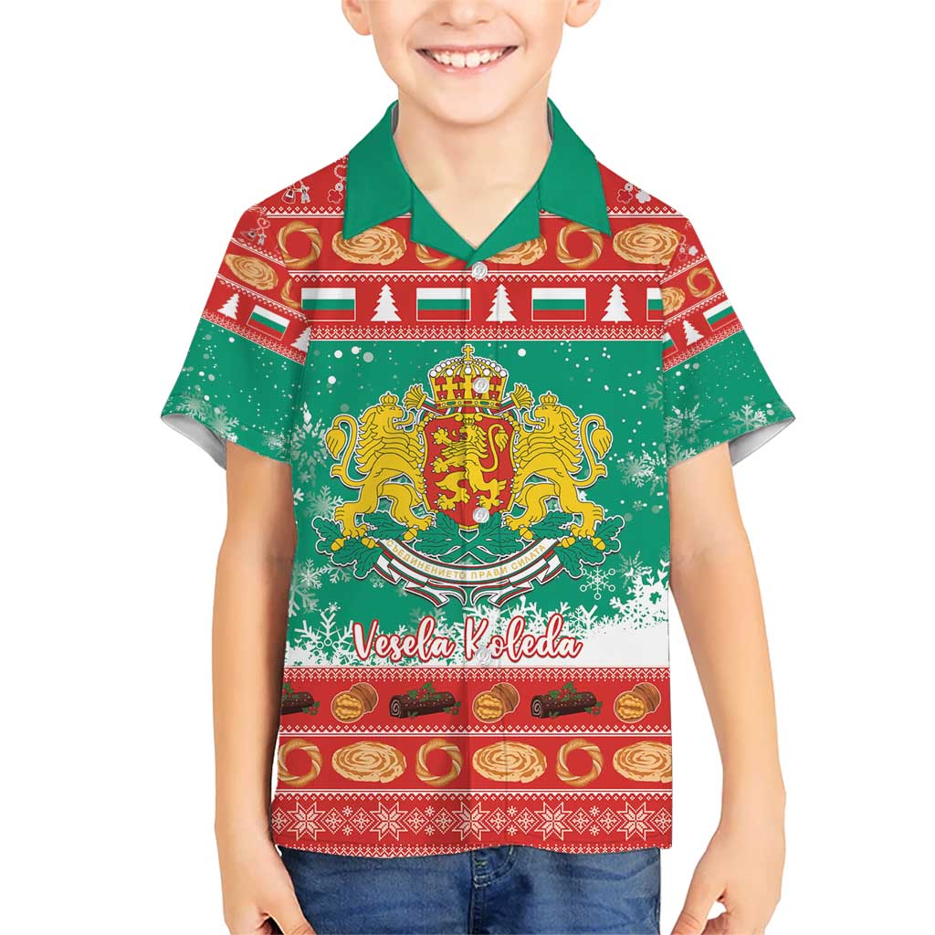 Bulgaria Christmas Kid Hawaiian Shirt Coat Of Arms Vesela Koleda - Wonder Print Shop