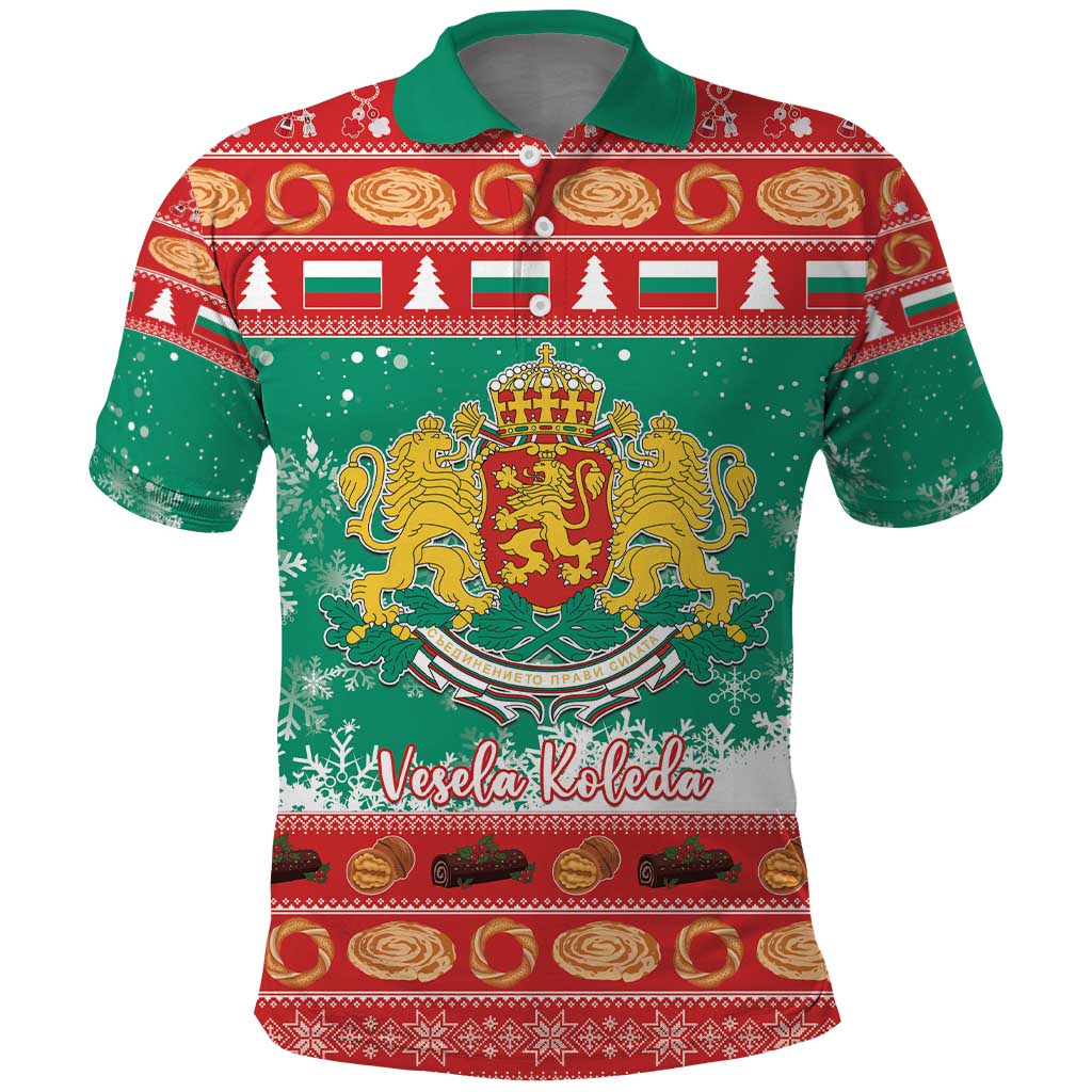 Bulgaria Christmas Polo Shirt Coat Of Arms Vesela Koleda - Wonder Print Shop