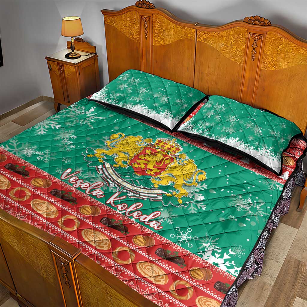 Bulgaria Christmas Quilt Bed Set Coat Of Arms Vesela Koleda - Wonder Print Shop